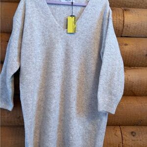 Smash + Tess Light Gray V-Neck Sweater Dress